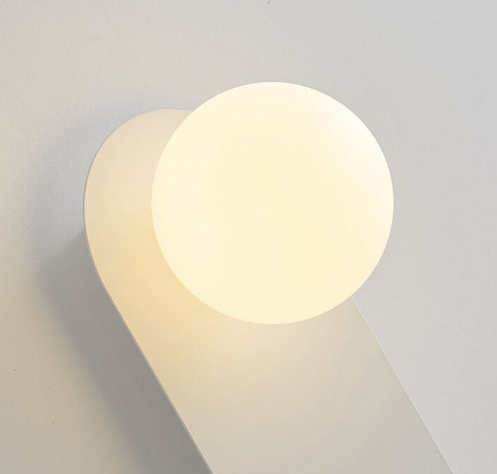 Modern Glass Wall Sconce for Bedroom & Hallway | Metal Ring Base | Lologe