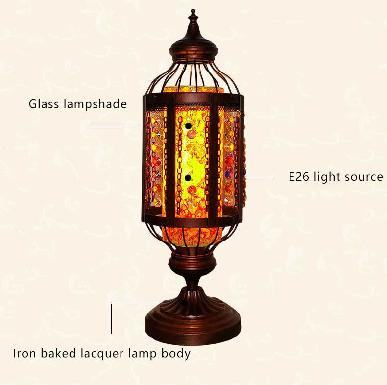 Vintage Turkish Table Lamp | Bedroom Living Room | Stained Glass Lantern | 1-Light | Decorative | Lologe