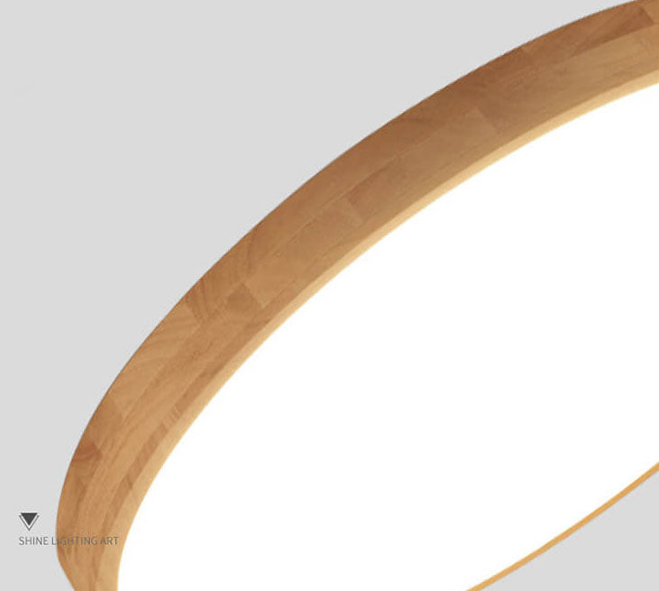 LED Flush Mount Ceiling Light | Bedroom Solid Wood Ultra Thin Round Design | Lologe