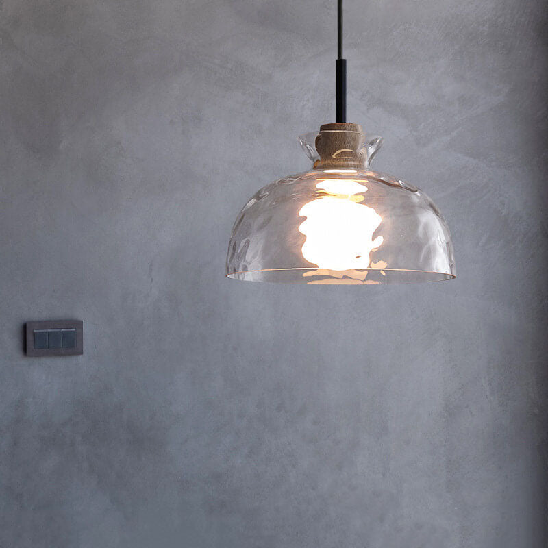 Pendant Light for Kitchen Island | Clear Rippled Glass Shade | 1-Light Nordic | Lologe