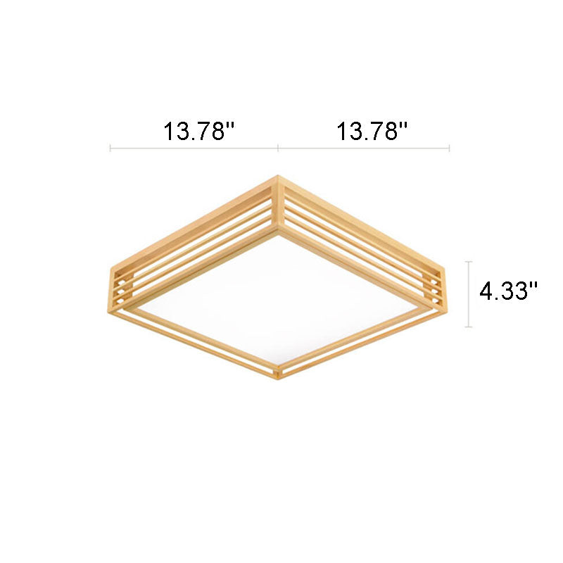 Square LED Flush Mount Ceiling Light | Solid Wood Japanese Tatami | Nordic Style | Lologe