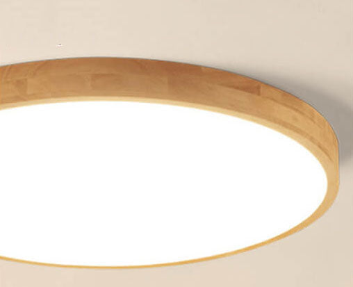 LED Flush Mount Ceiling Light | Bedroom Solid Wood Ultra Thin Round Design | Lologe