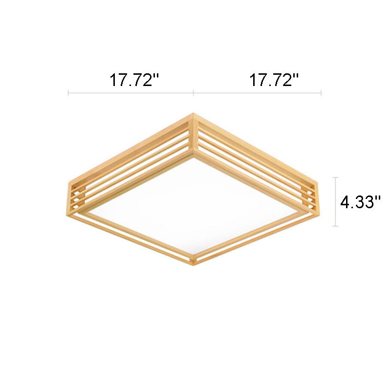 Square LED Flush Mount Ceiling Light | Solid Wood Japanese Tatami | Nordic Style | Lologe