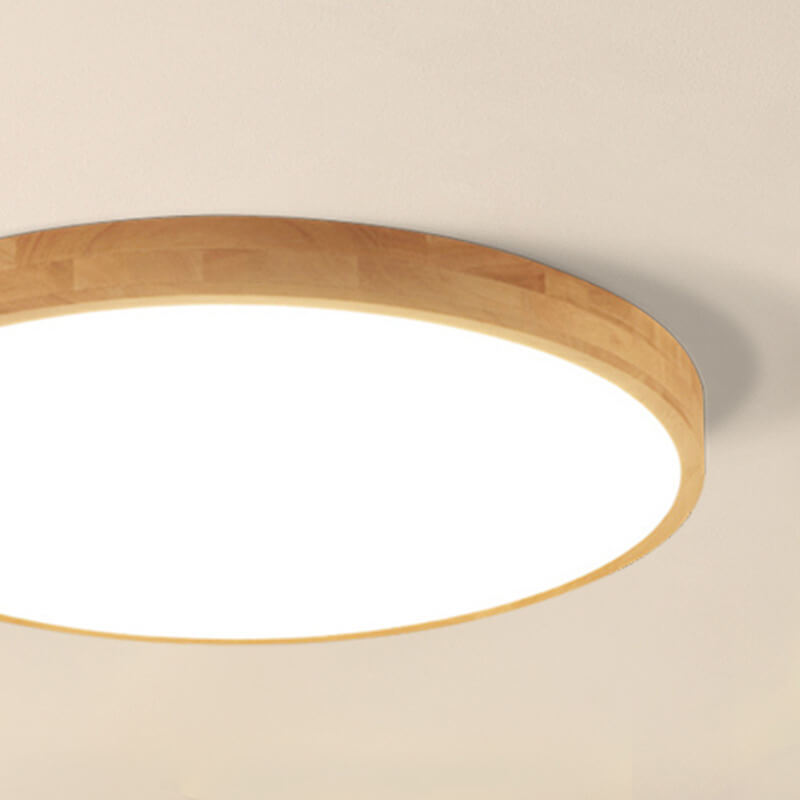 LED Flush Mount Ceiling Light | Bedroom Solid Wood Ultra Thin Round Design | Lologe