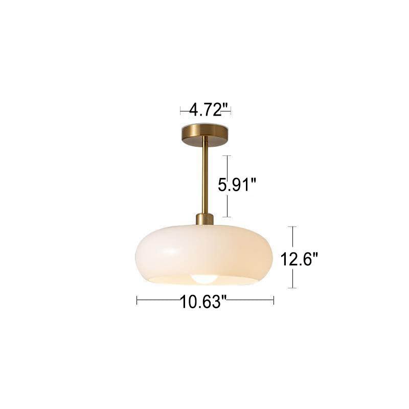 Flush Mount Ceiling Light | Living Room | Glass & Copper | Round 1-Light | Lologe