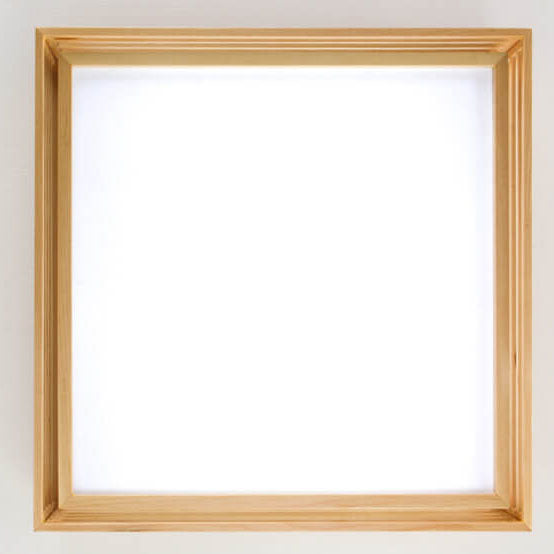 Square LED Flush Mount Ceiling Light | Solid Wood Japanese Tatami | Nordic Style | Lologe