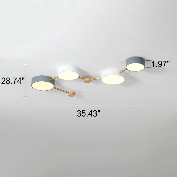 LED Flush Mount Ceiling Light | Bedroom Lighting | Solid Wood & Iron | Scandinavian Modern | Lologe