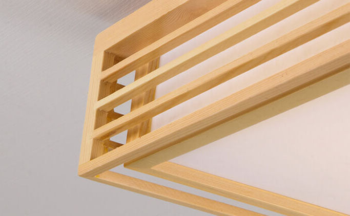 Square LED Flush Mount Ceiling Light | Solid Wood Japanese Tatami | Nordic Style | Lologe