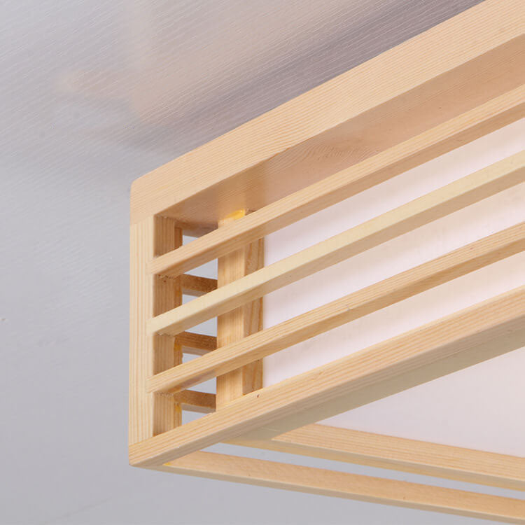 Square LED Flush Mount Ceiling Light | Solid Wood Japanese Tatami | Nordic Style | Lologe