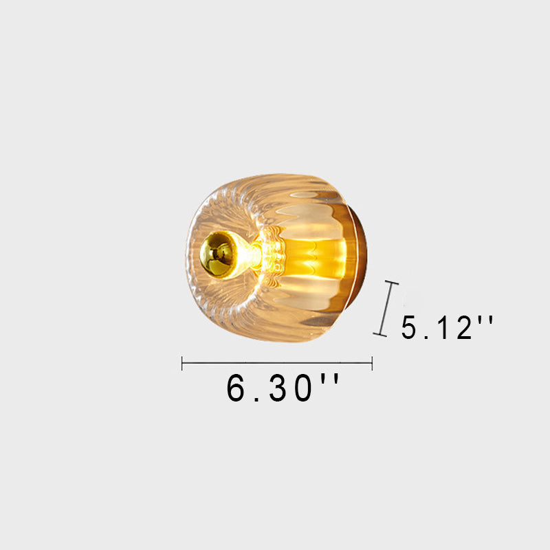 Modern Glass Flush Mount Light | Sun Shape | Full Copper | Dual-Purpose | 1-Light | Lologe