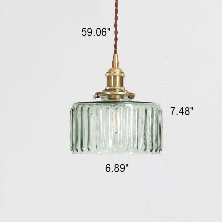 Glass Pendant Light for Kitchen Island | Brass Vintage Jar Shade | Lologe