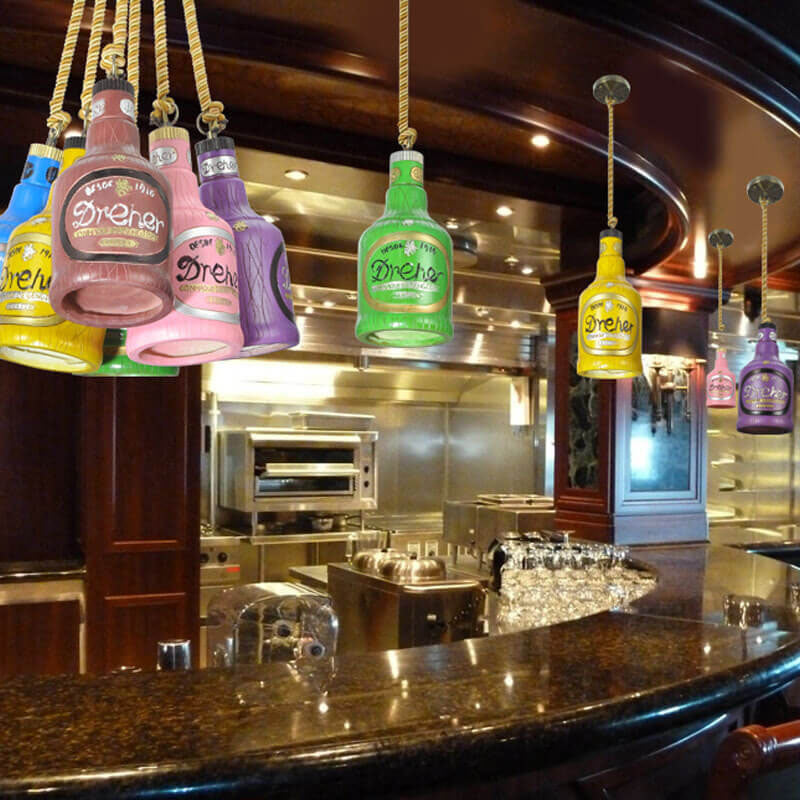 Resin Bottle Pendant Light | Colorful Industrial Ceiling Lighting | Lologe