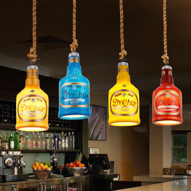 Resin Bottle Pendant Light | Colorful Industrial Ceiling Lighting | Lologe