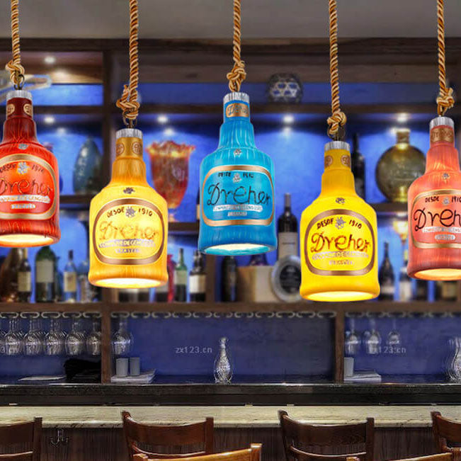Resin Bottle Pendant Light | Colorful Industrial Ceiling Lighting | Lologe