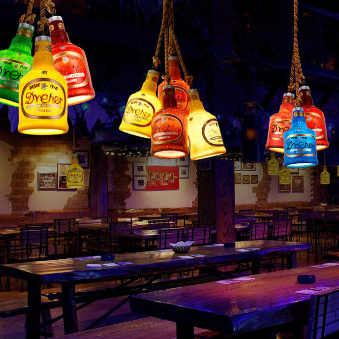 Resin Bottle Pendant Light | Colorful Industrial Ceiling Lighting | Lologe