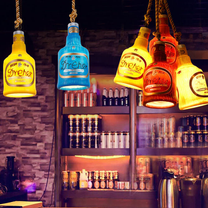 Resin Bottle Pendant Light | Colorful Industrial Ceiling Lighting | Lologe