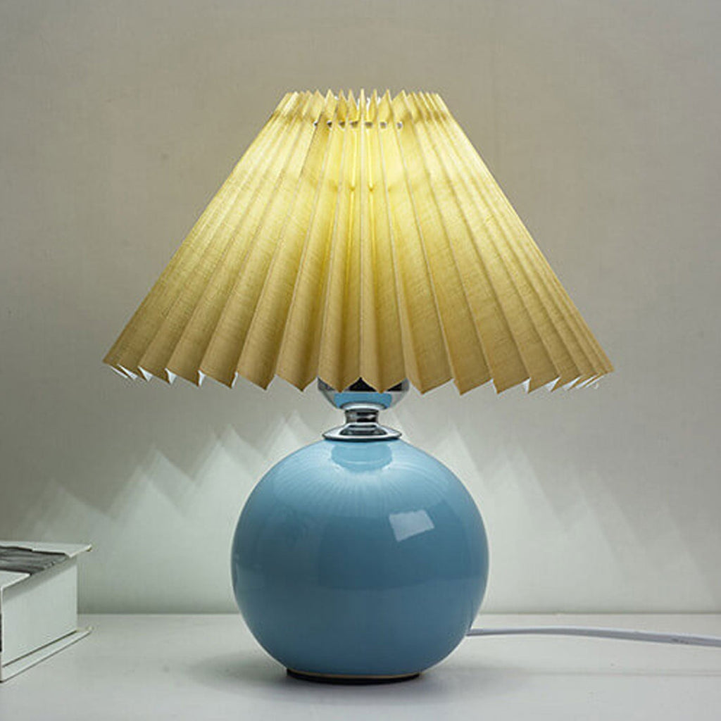 Table Lamp Bedroom Ceramic Pleated Shade | Minimalist Design | Lologe