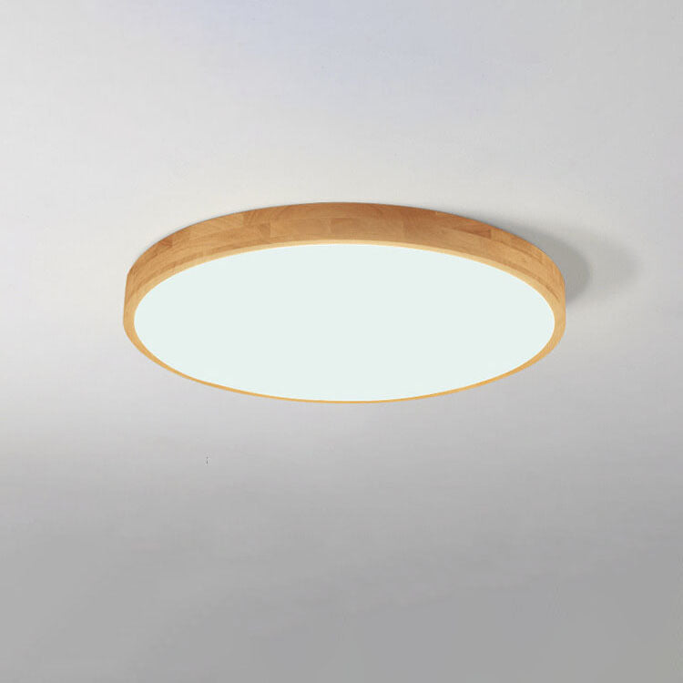 LED Flush Mount Ceiling Light | Bedroom Solid Wood Ultra Thin Round Design | Lologe