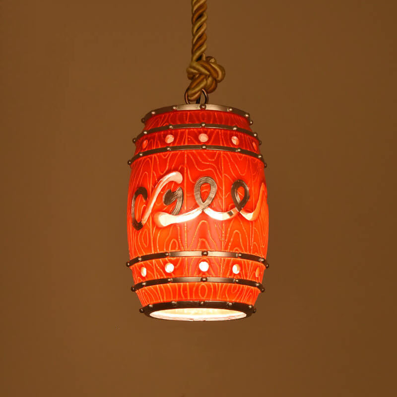 Wine Barrel Pendant Light | Dining Room Ambience | Vintage Resin Rustic Style | Lologe