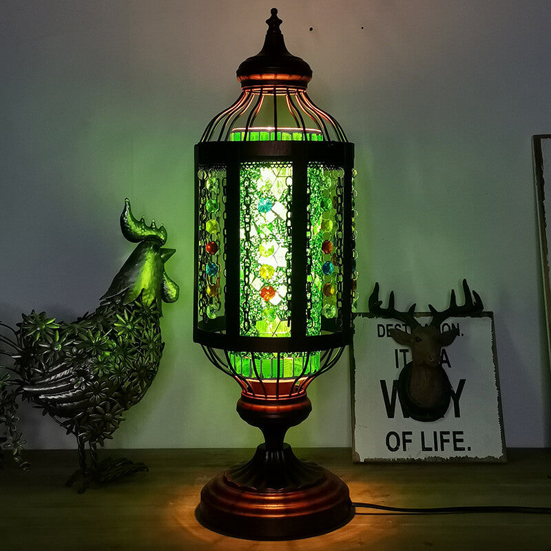 Vintage Turkish Table Lamp | Bedroom Living Room | Stained Glass Lantern | 1-Light | Decorative | Lologe