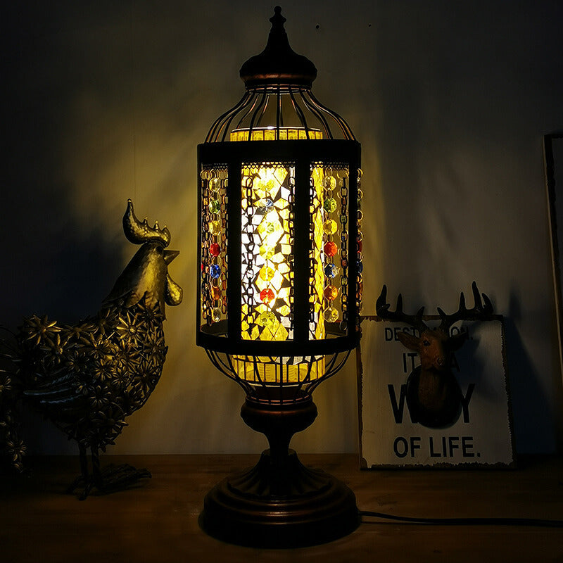 Vintage Turkish Table Lamp | Bedroom Living Room | Stained Glass Lantern | 1-Light | Decorative | Lologe