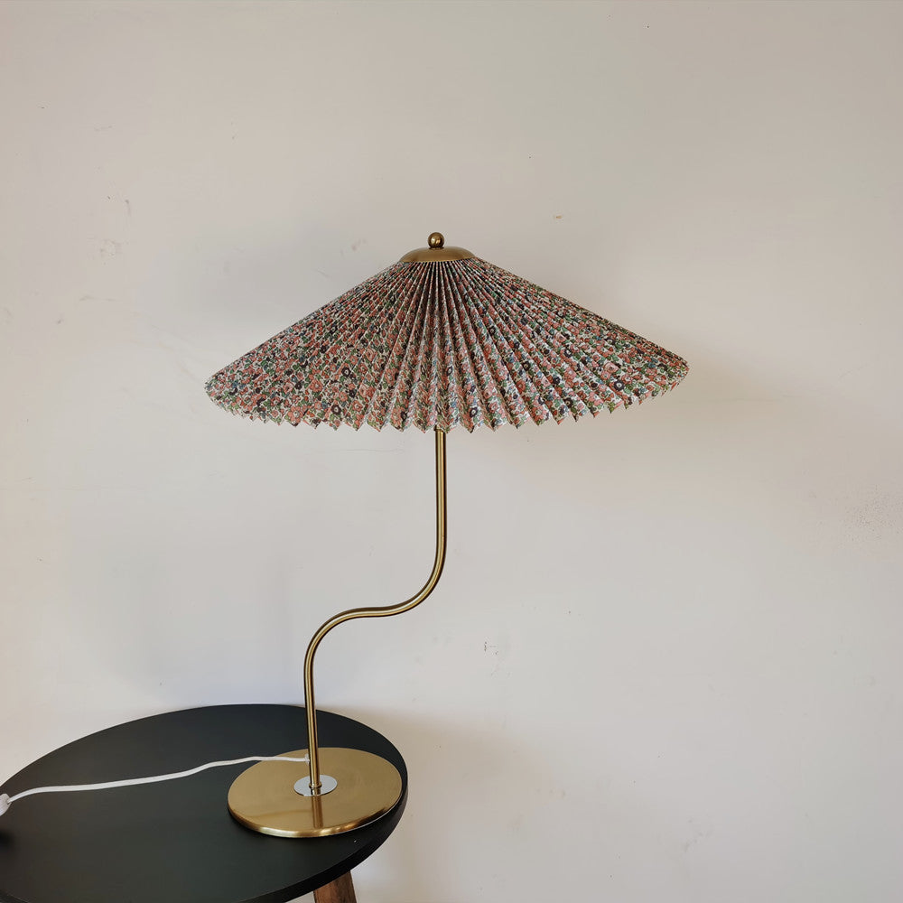 Retro Table Lamp for Bedroom | Pleated Fabric Shade Decorative Lighting | Lologe