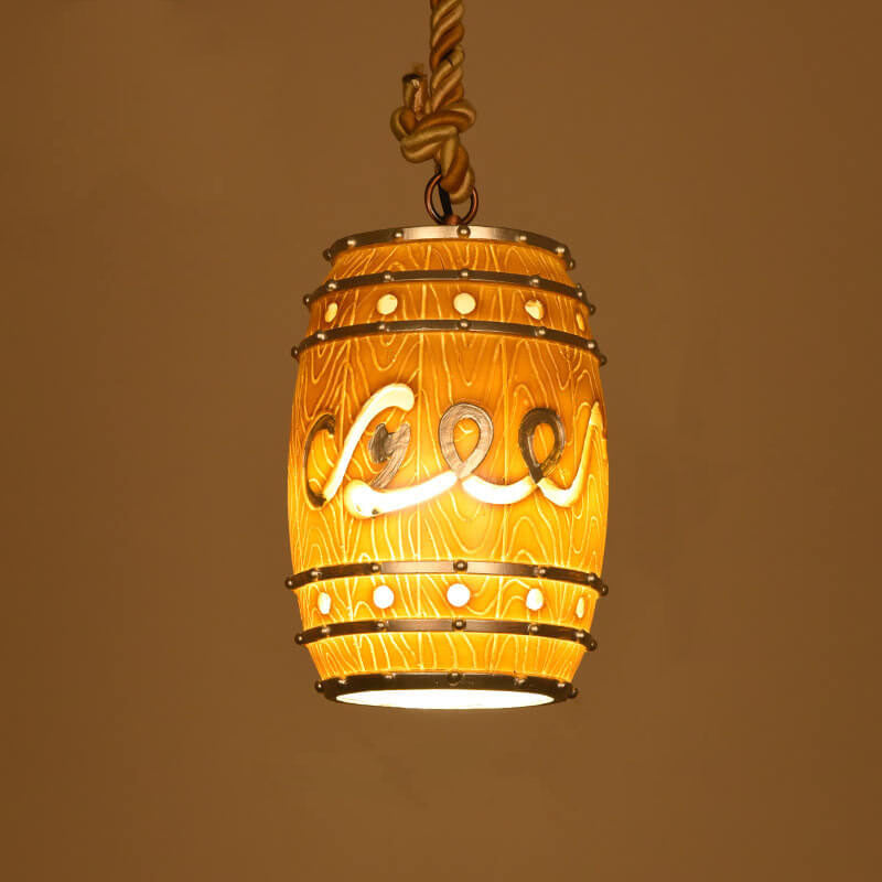 Wine Barrel Pendant Light | Dining Room Ambience | Vintage Resin Rustic Style | Lologe