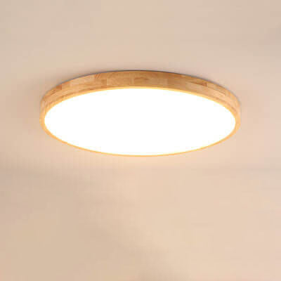 LED Flush Mount Ceiling Light | Bedroom Solid Wood Ultra Thin Round Design | Lologe