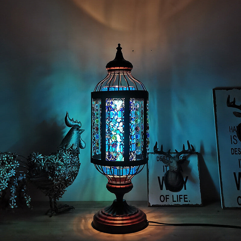 Vintage Turkish Table Lamp | Bedroom Living Room | Stained Glass Lantern | 1-Light | Decorative | Lologe