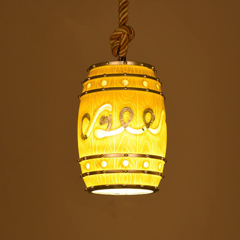 Wine Barrel Pendant Light | Dining Room Ambience | Vintage Resin Rustic Style | Lologe
