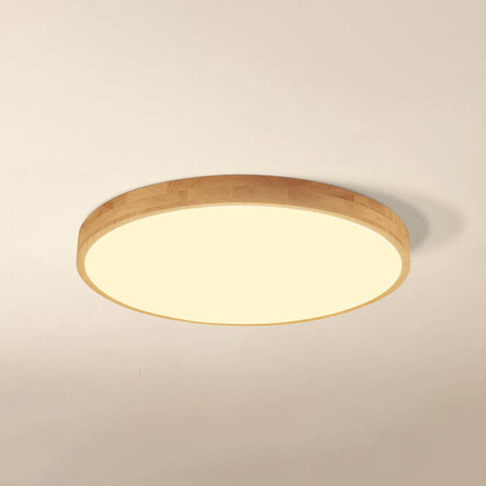 LED Flush Mount Ceiling Light | Bedroom Solid Wood Ultra Thin Round Design | Lologe