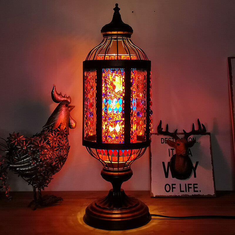 Vintage Turkish Table Lamp | Bedroom Living Room | Stained Glass Lantern | 1-Light | Decorative | Lologe