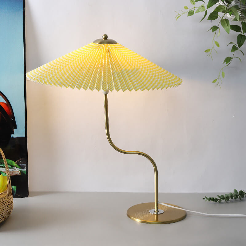 Retro Table Lamp for Bedroom | Pleated Fabric Shade Decorative Lighting | Lologe