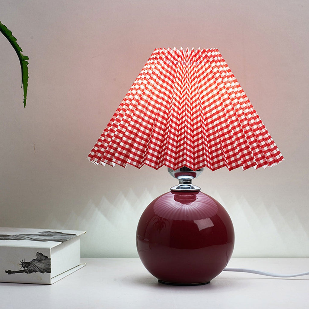 Table Lamp Bedroom Ceramic Pleated Shade | Minimalist Design | Lologe