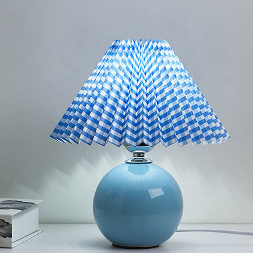 Table Lamp Bedroom Ceramic Pleated Shade | Minimalist Design | Lologe