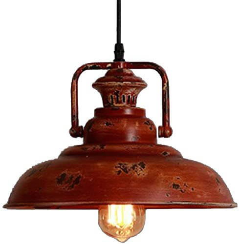 Industrial Dome Pendant Light | Dining Room Ambience | Iron Red Rust Finish | Lologe