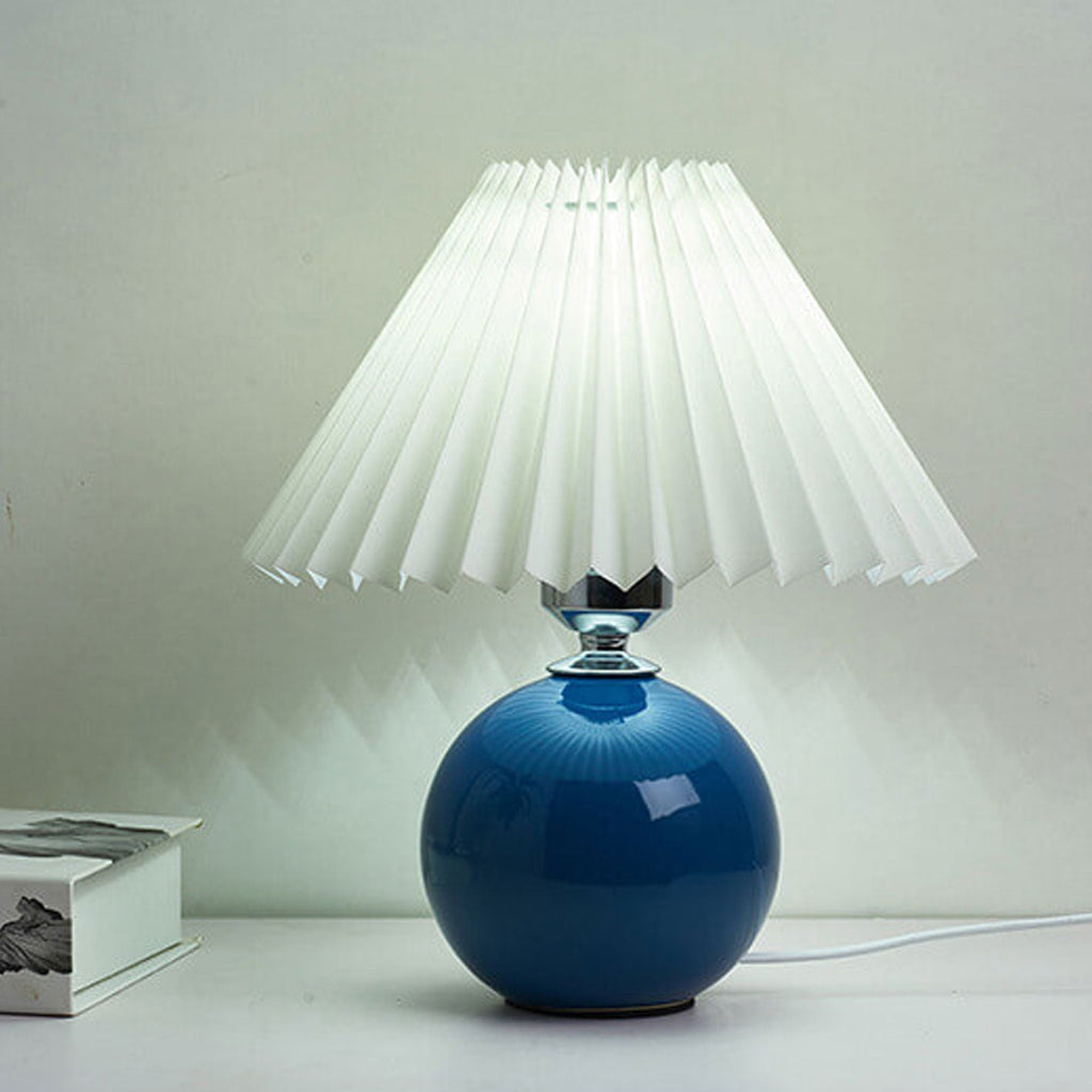 Table Lamp Bedroom Ceramic Pleated Shade | Minimalist Design | Lologe
