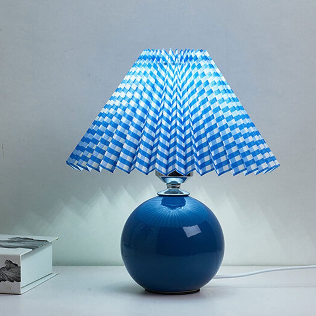 Table Lamp Bedroom Ceramic Pleated Shade | Minimalist Design | Lologe