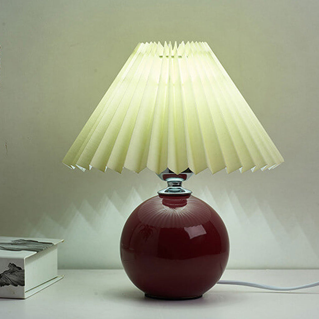 Table Lamp Bedroom Ceramic Pleated Shade | Minimalist Design | Lologe
