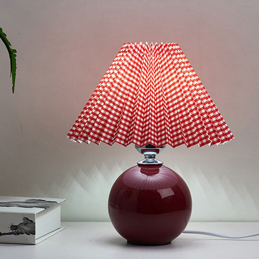 Table Lamp Bedroom Ceramic Pleated Shade | Minimalist Design | Lologe