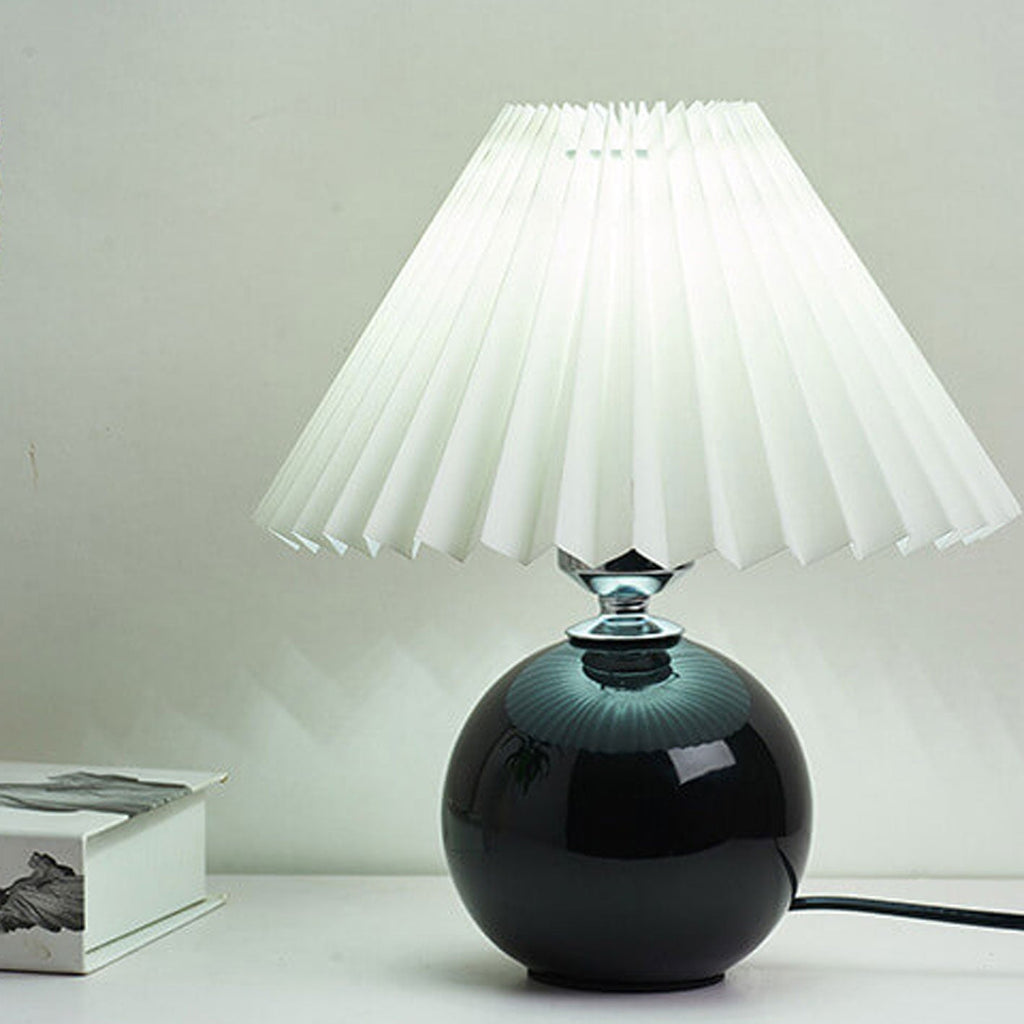 Table Lamp Bedroom Ceramic Pleated Shade | Minimalist Design | Lologe
