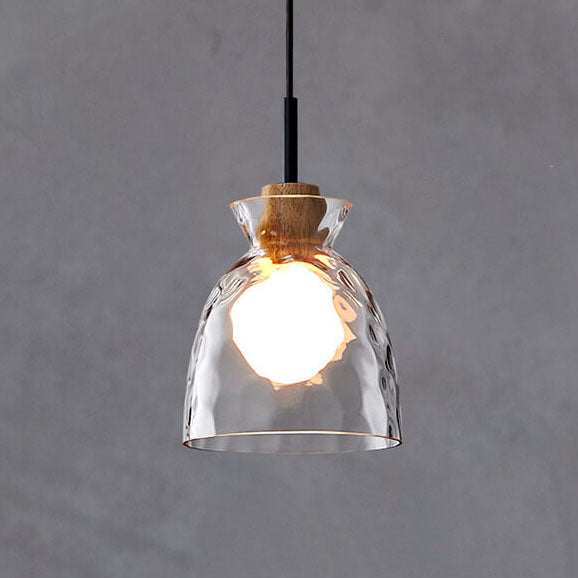 Pendant Light for Kitchen Island | Clear Rippled Glass Shade | 1-Light Nordic | Lologe