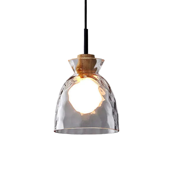 Pendant Light for Kitchen Island | Clear Rippled Glass Shade | 1-Light Nordic | Lologe