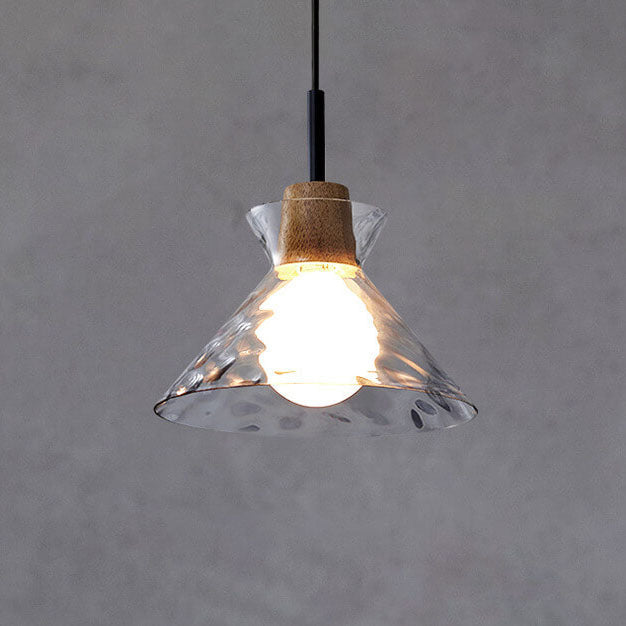 Pendant Light for Kitchen Island | Clear Rippled Glass Shade | 1-Light Nordic | Lologe
