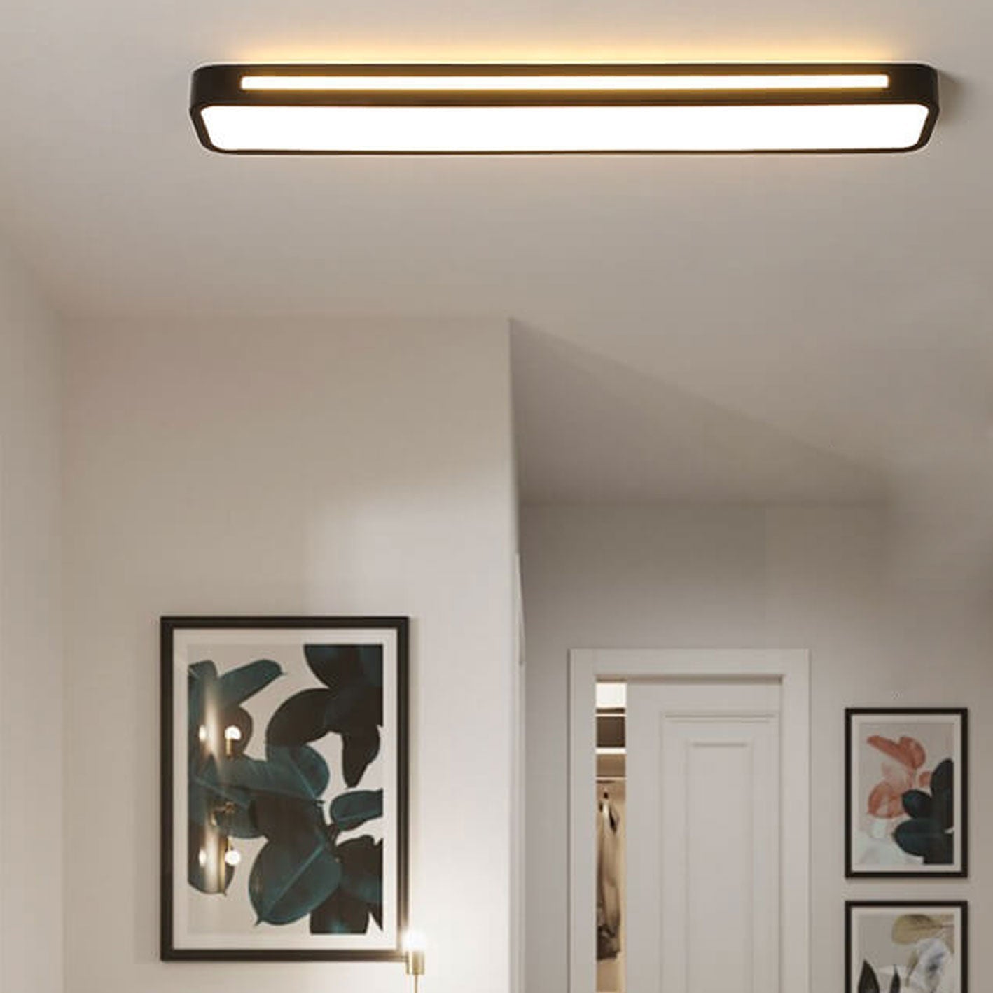 Nordic LED Flush Mount Ceiling Light | Minimalist Long Design | Modern Indoor Lighting | Lologe