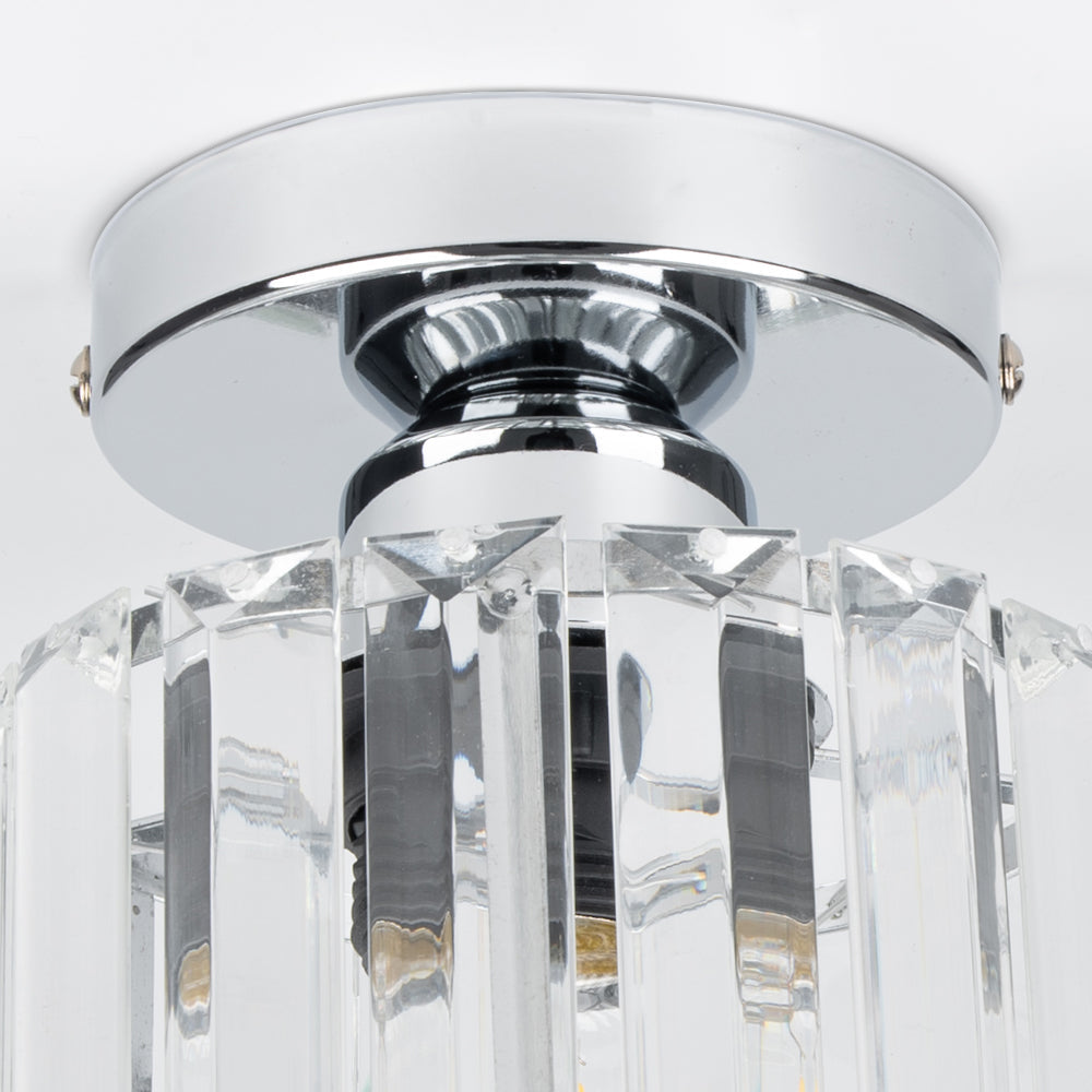 Crystal Silver Ceiling Light | Hallway | Flush Mount | Crystal Shade | Modern Glam Style | Round | Lologe