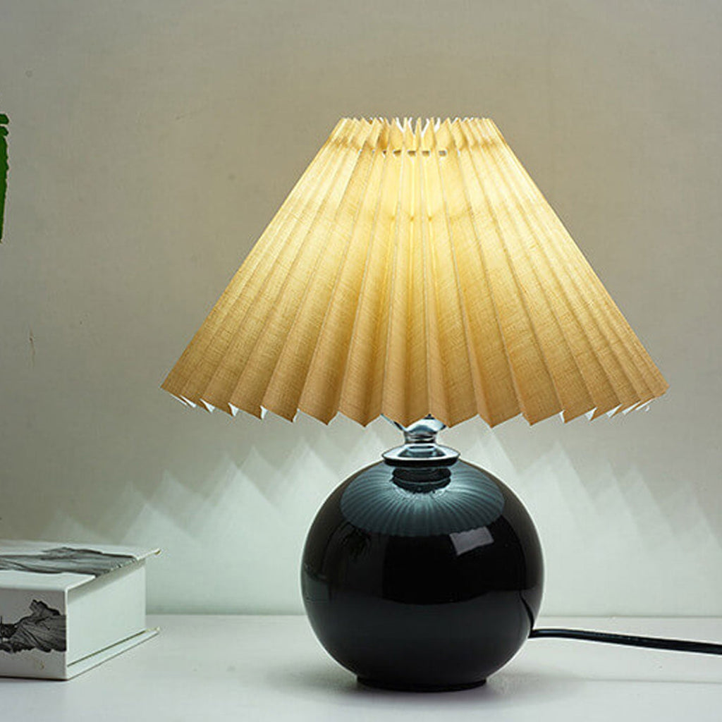 Table Lamp Bedroom Ceramic Pleated Shade | Minimalist Design | Lologe