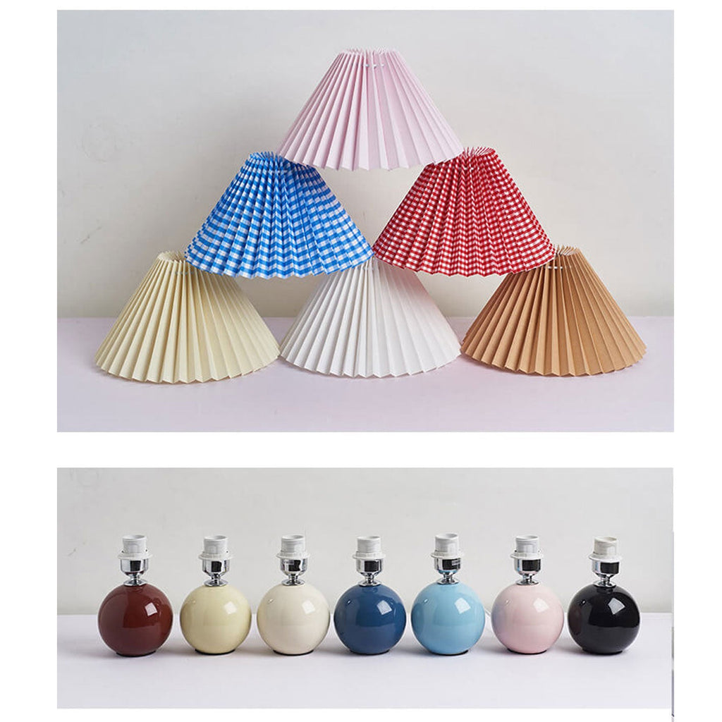 Table Lamp Bedroom Ceramic Pleated Shade | Minimalist Design | Lologe