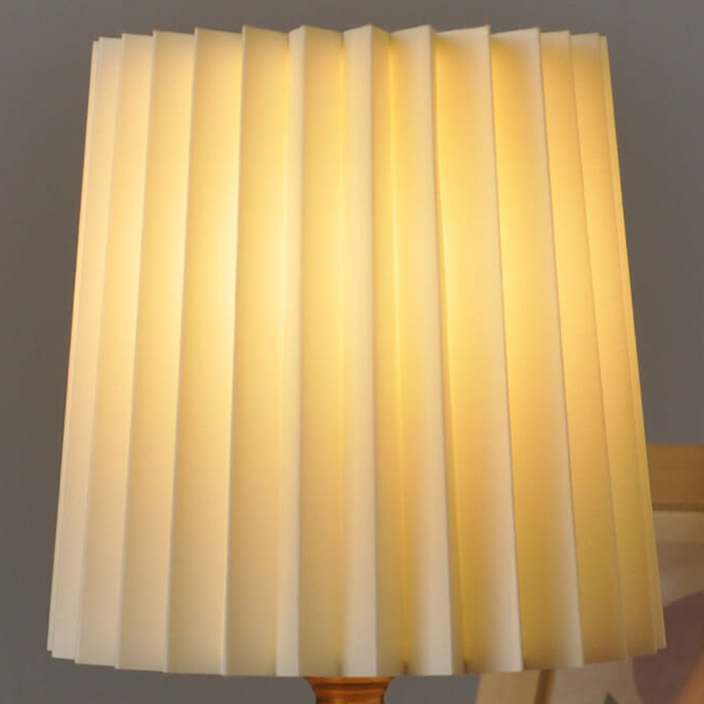 Table Lamp for Bedroom & Living Room | Pleated Shade Solid Wood Base Modern Lighting | Lologe