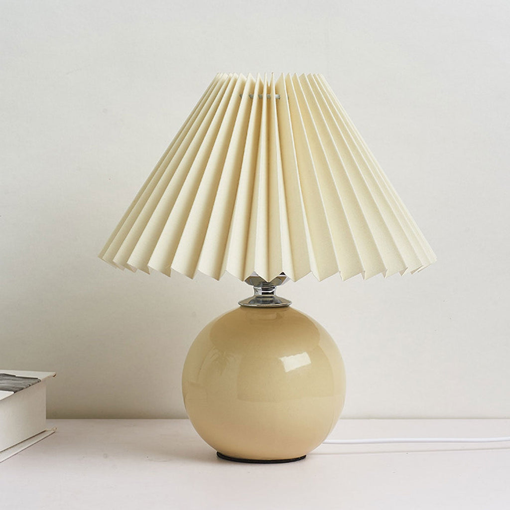 Table Lamp Bedroom Ceramic Pleated Shade | Minimalist Design | Lologe